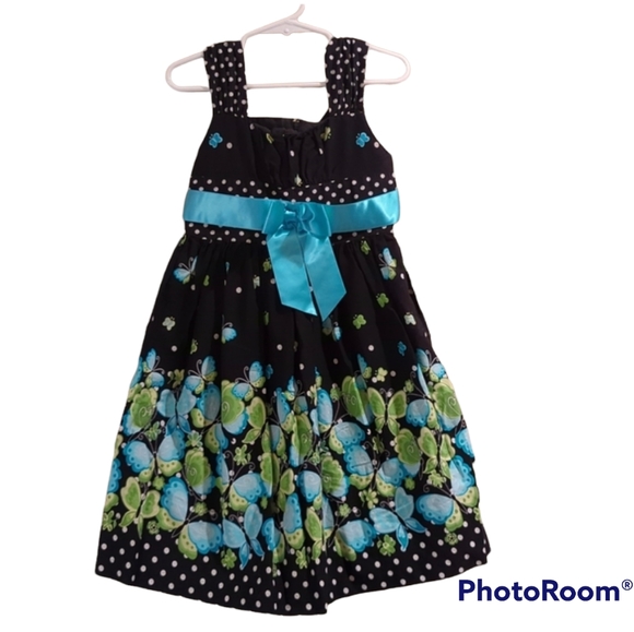 Bonnie Jean Other - Girls Sundress Black and Blue Flowered, Sleeveless Dress by Bonnie Jean Size 5